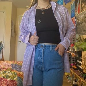 purple plaid button up! 🪩💟